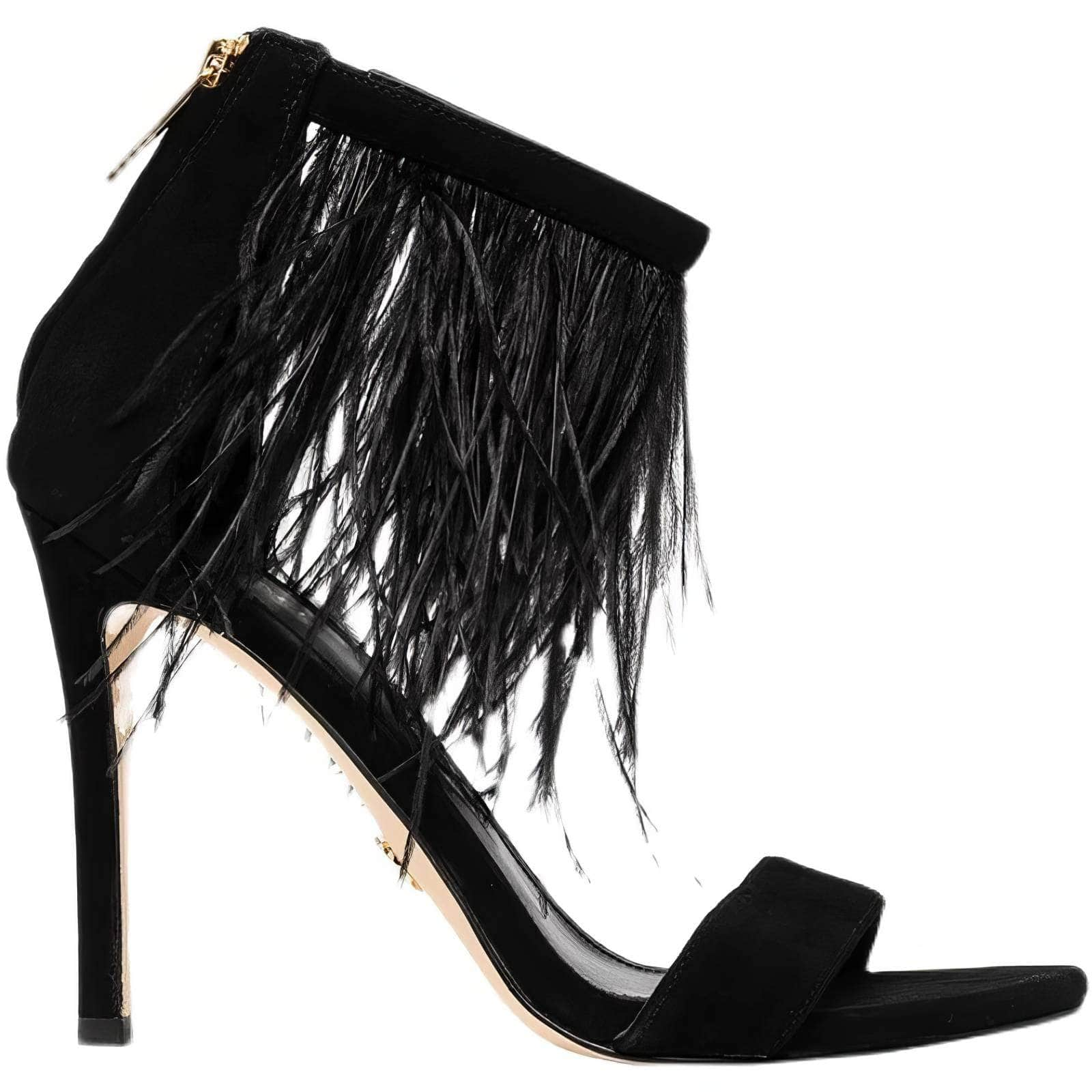 Open Toe Tassel Feather Heels