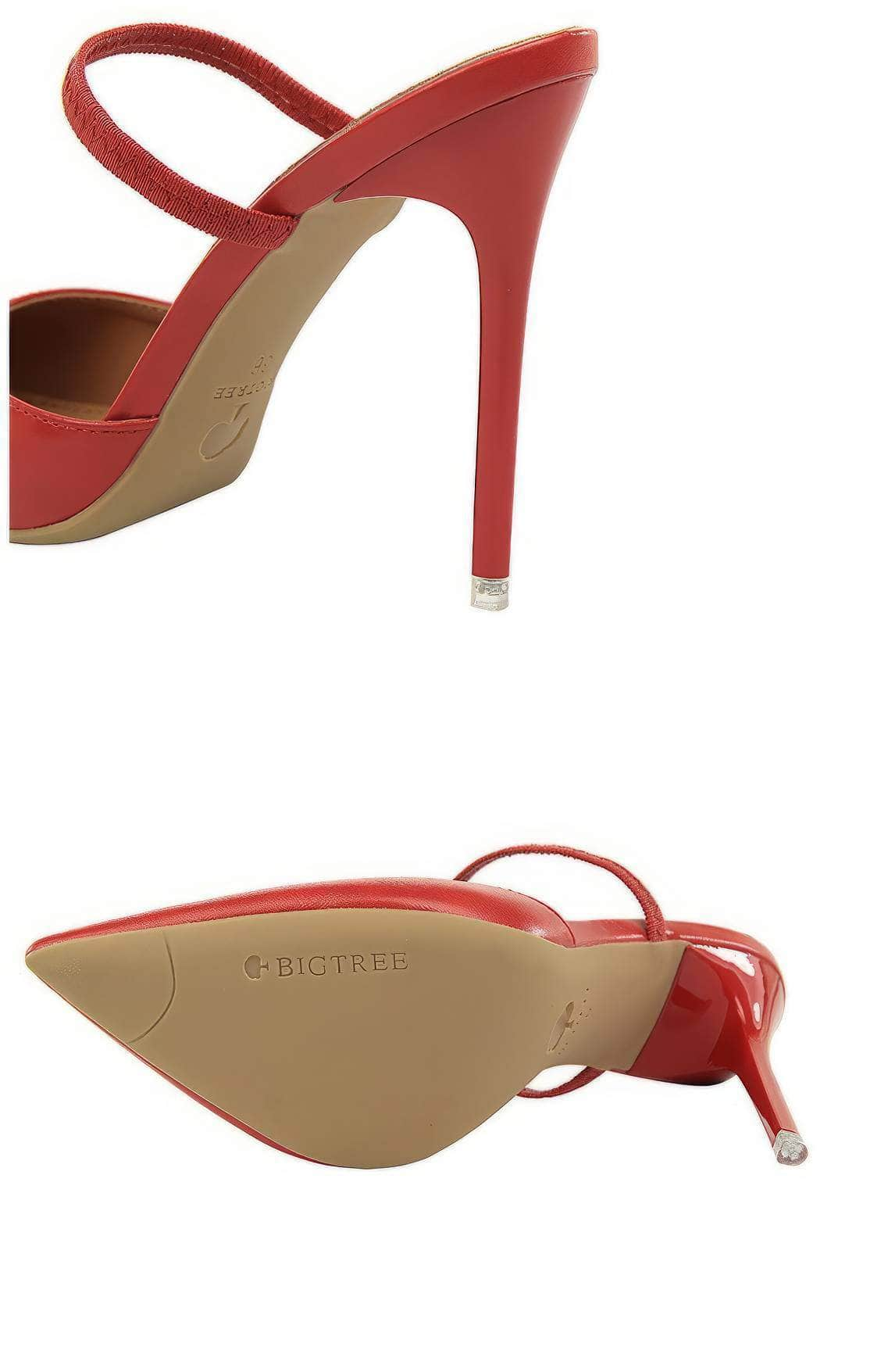 Open Back Pointy Toes Strap Slipper Stilettos