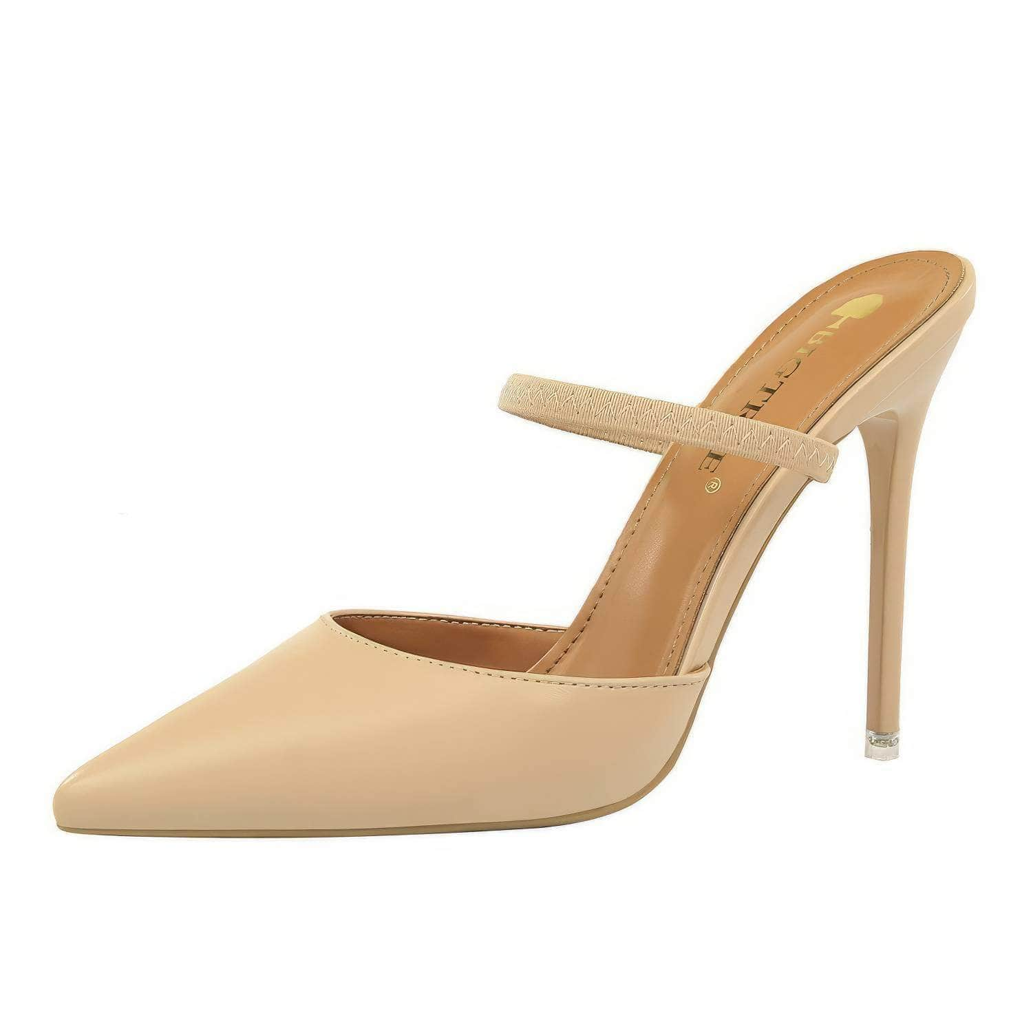 Open Back Pointy Toes Strap Slipper Stilettos