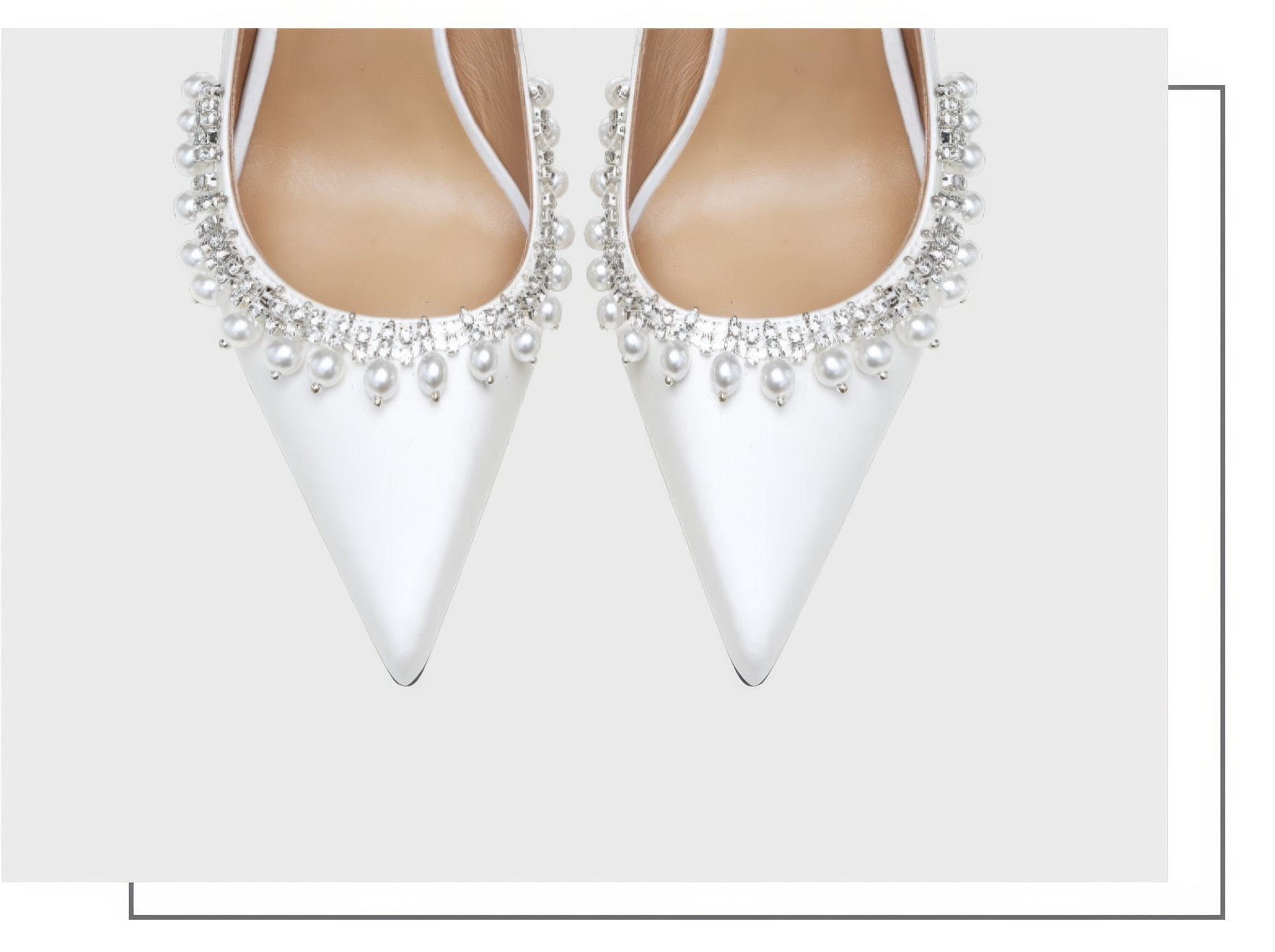 Pearl Embellished Fringe Pointy Toe Satin Heels