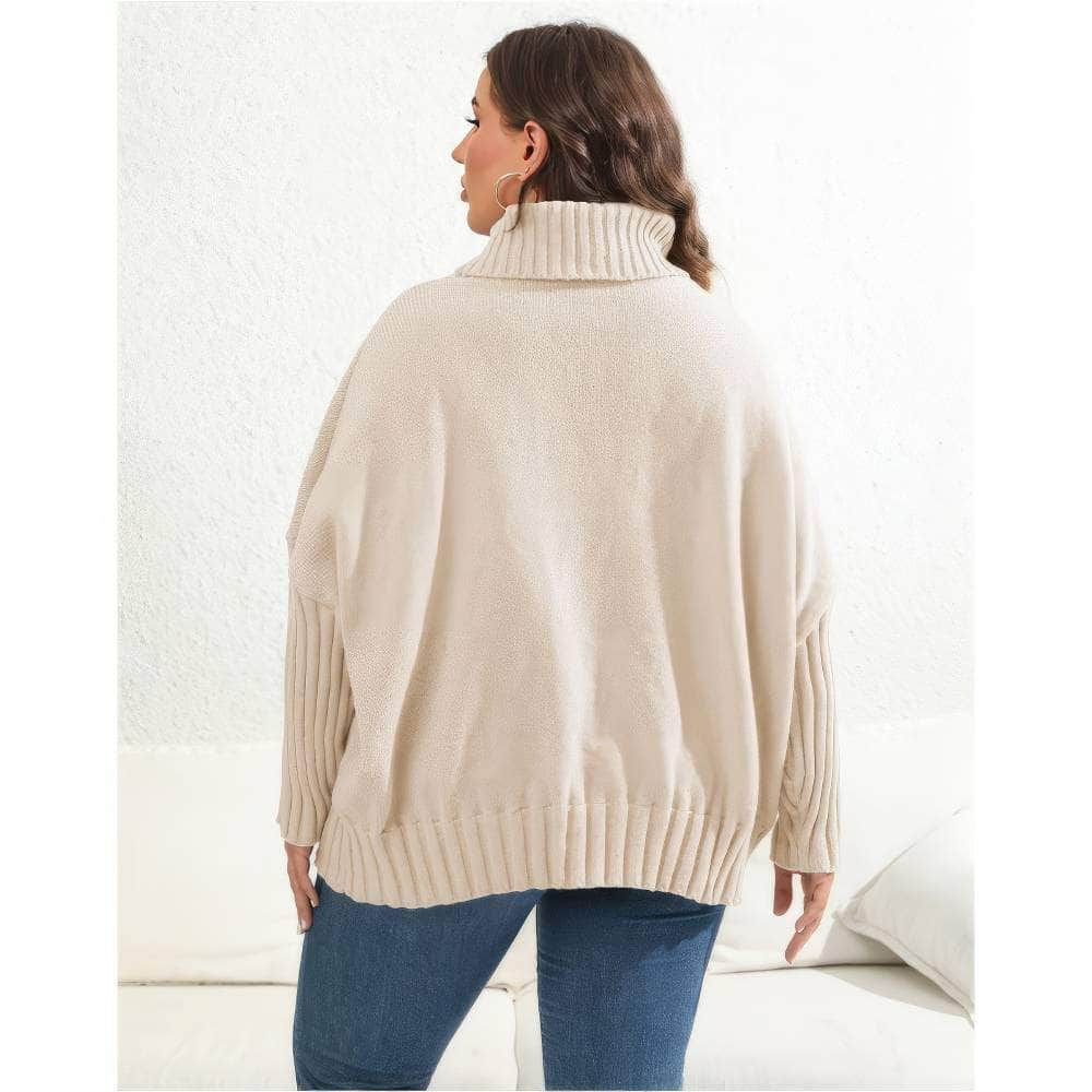 Plus Size Long Sleeves Turtle Neck Loose Sweater Top