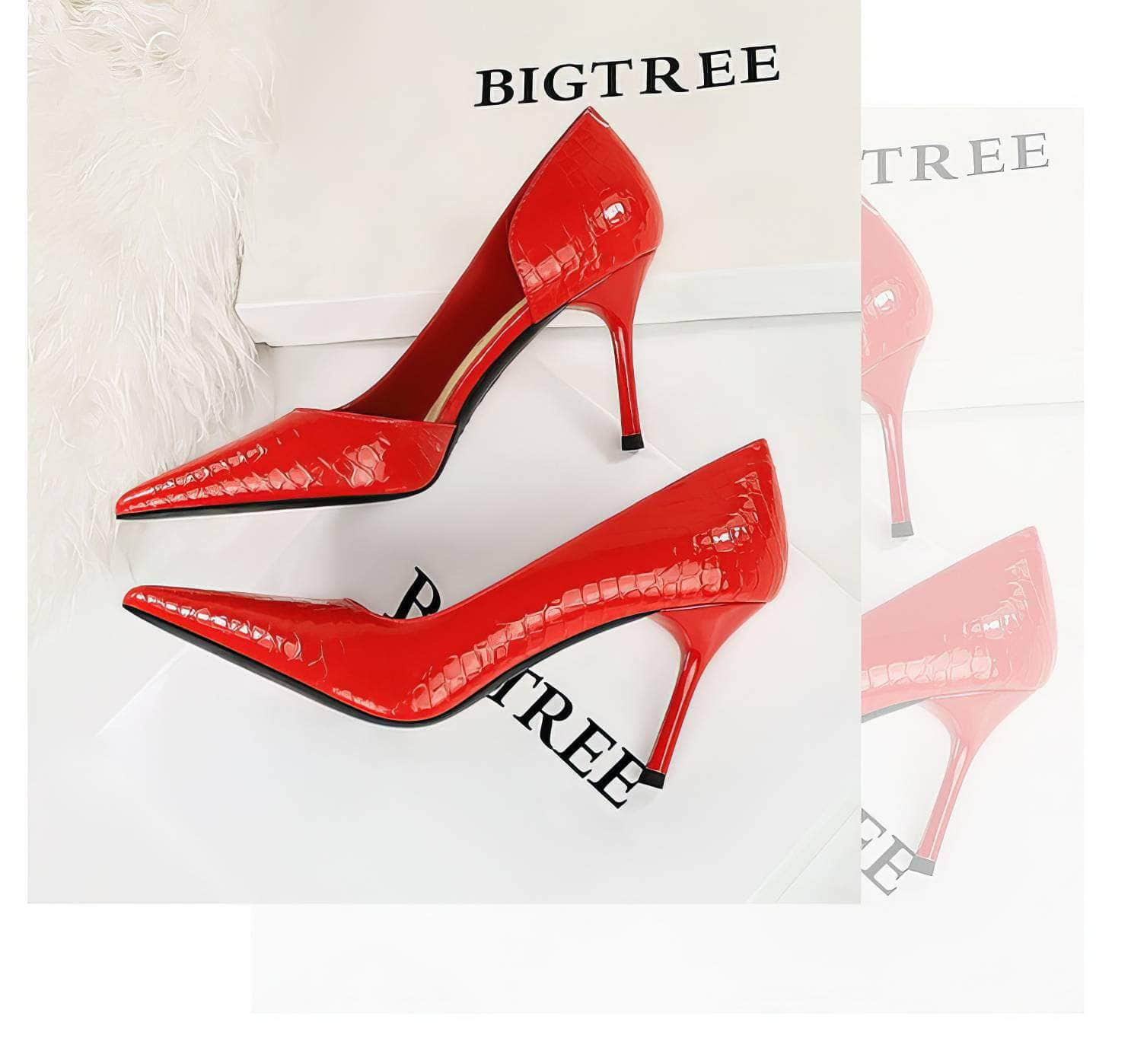 Pointed Toes Stiletto Croc Pumps