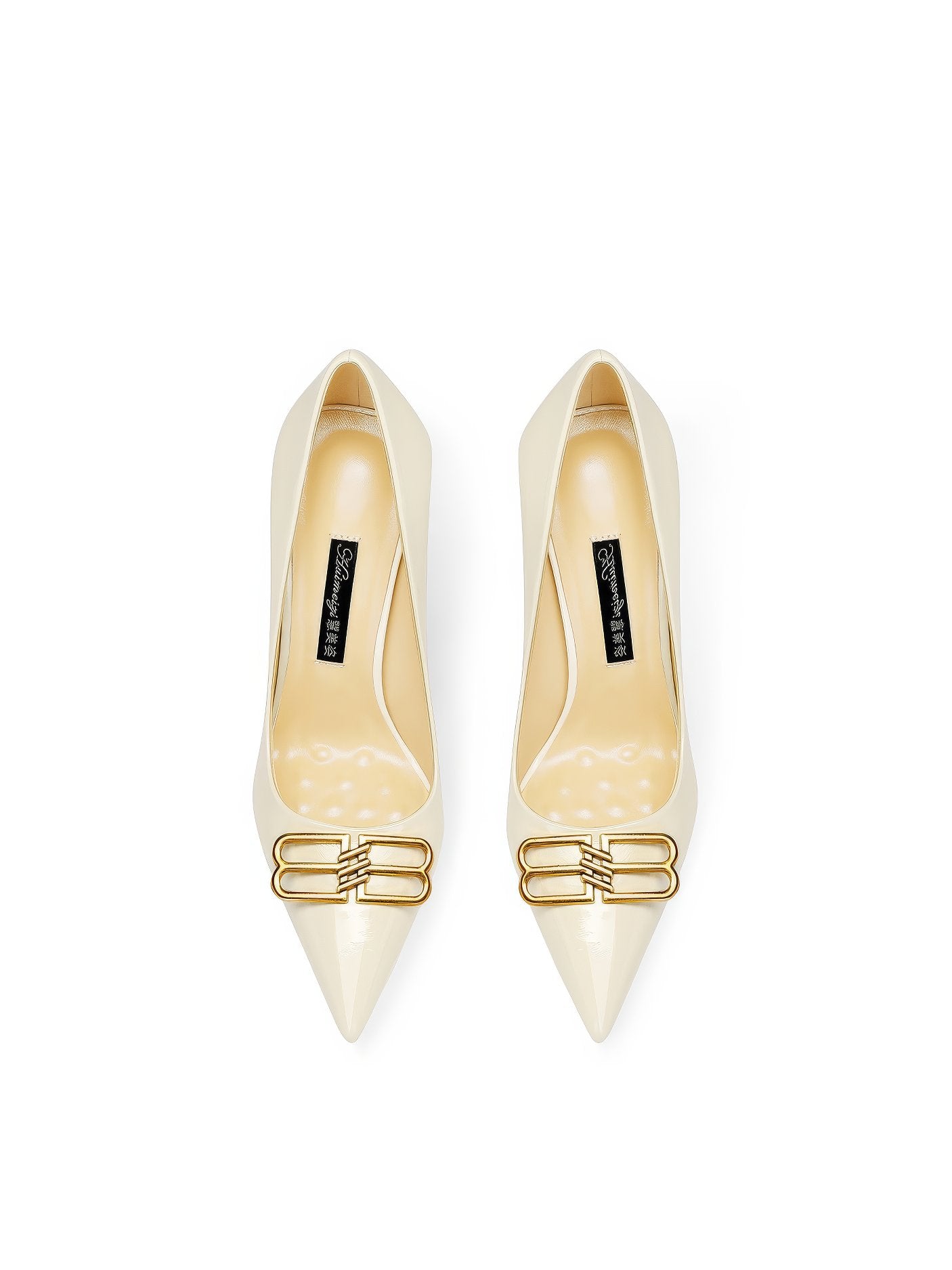 Pointy Toe BB Buckle Embellished Pumps