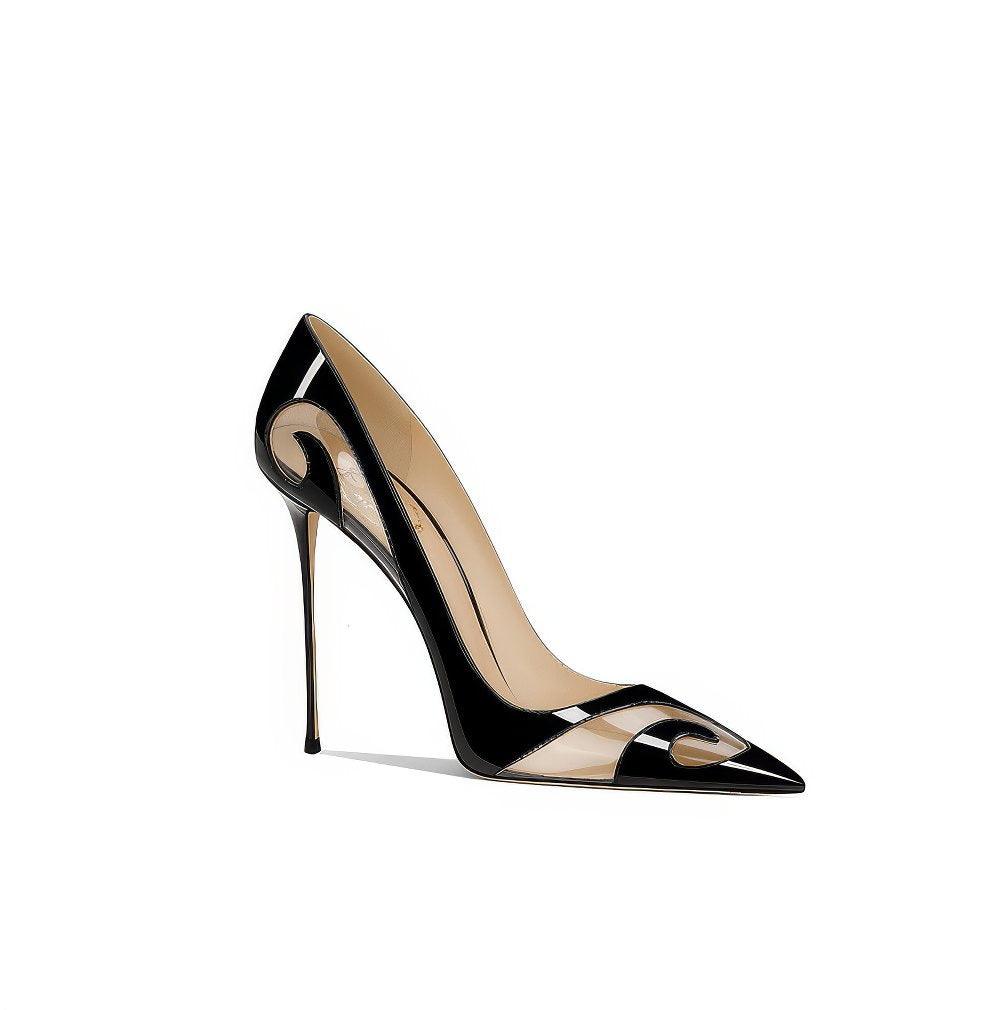 Pointy Toe Hollow Accented Stiletto Pumps