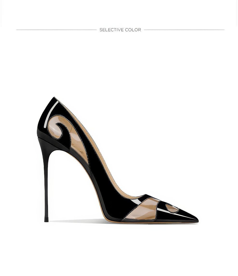 Pointy Toe Hollow Accented Stiletto Pumps