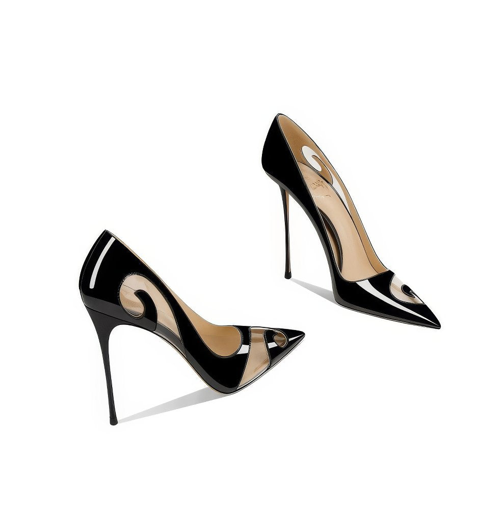 Pointy Toe Hollow Accented Stiletto Pumps