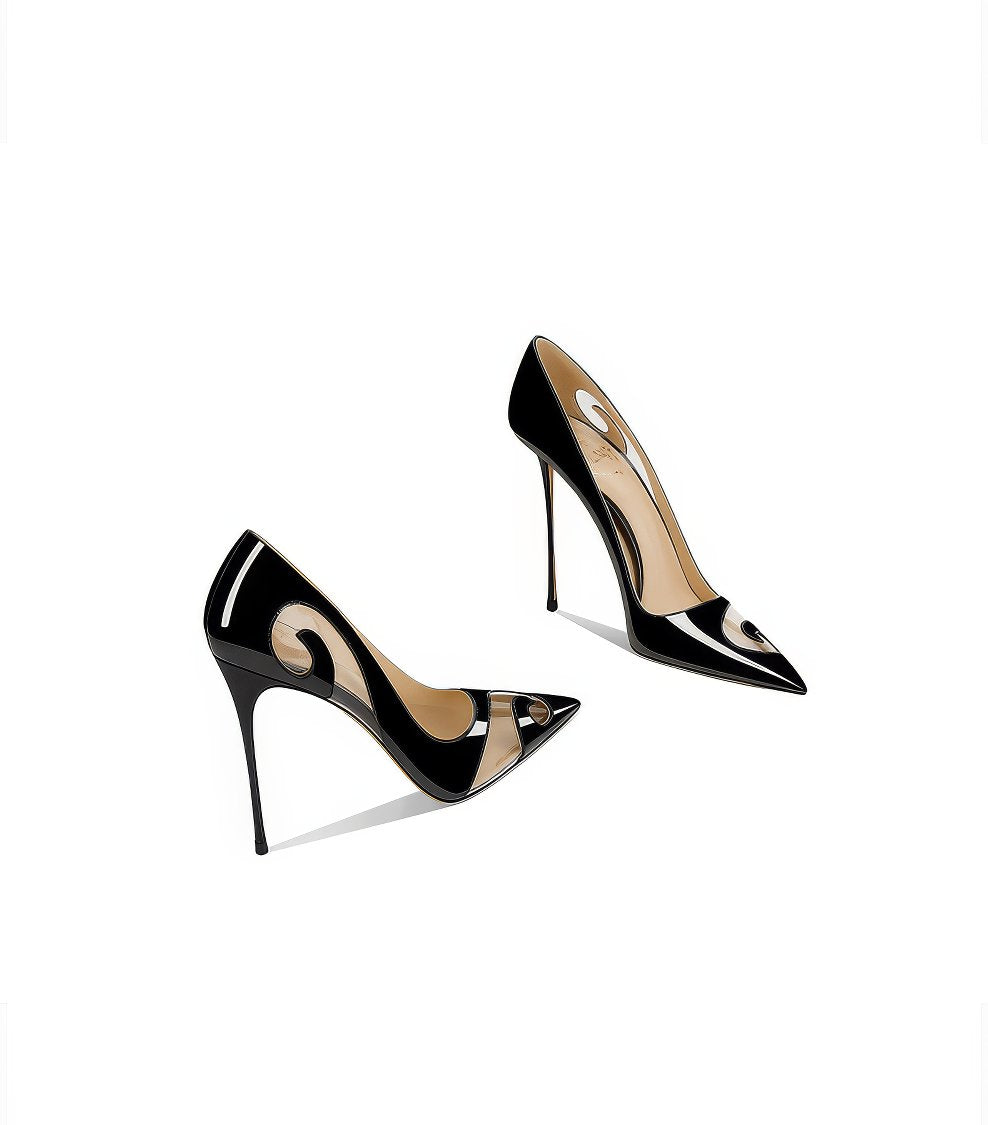 Pointy Toe Hollow Accented Stiletto Pumps