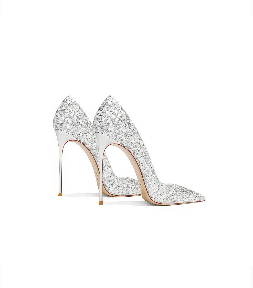 Pointy Toe Sequin Detailed Stiletto Heels