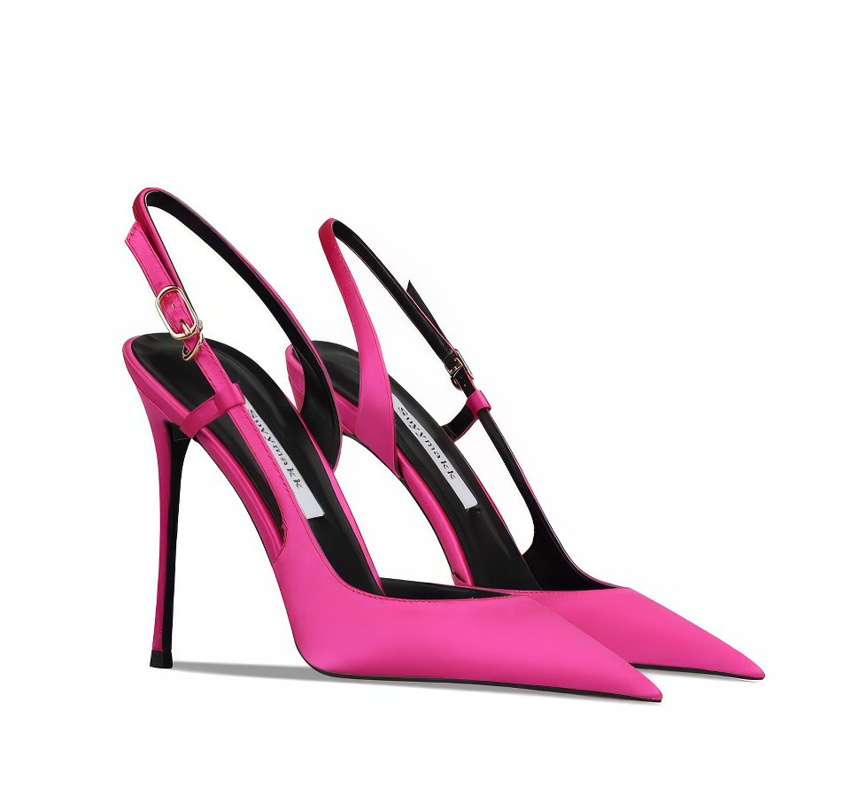 Pointy Toes Slingback Sandal Satin Heels