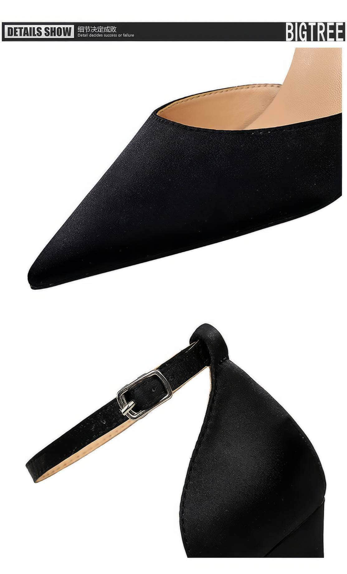 Pointy Toes Ankle Strap Satin Stilettos