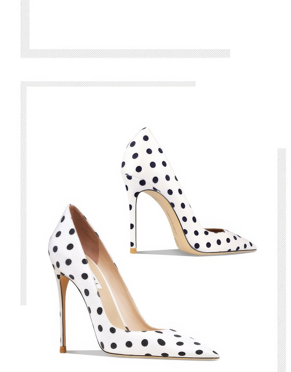 Polka Dots Slip On Pointy Toe Pumps