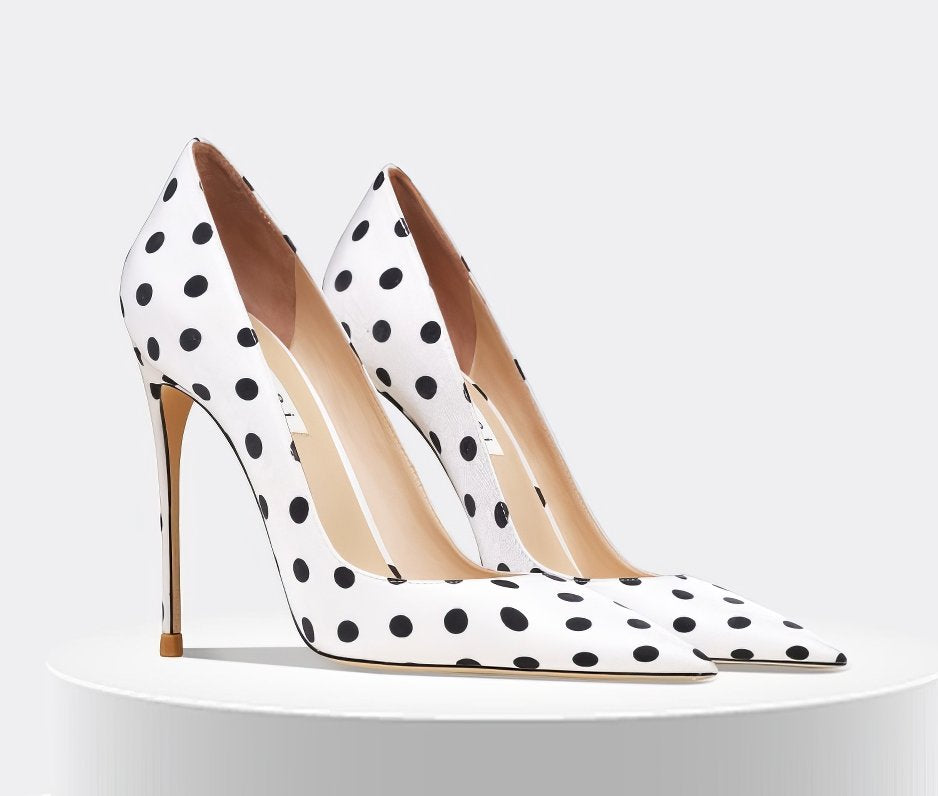 Polka Dots Slip On Pointy Toe Pumps