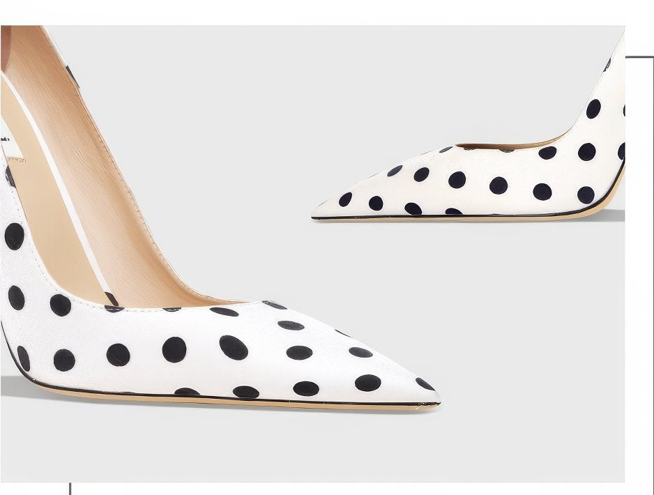 Polka Dots Slip On Pointy Toe Pumps