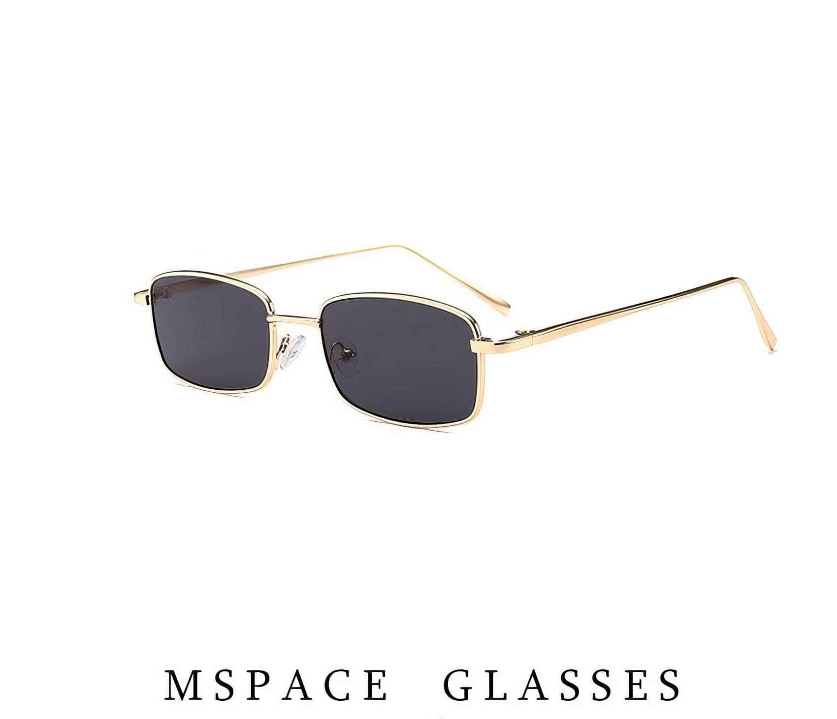 Rectangular Square Retro Gold Frame HipHop Glasses