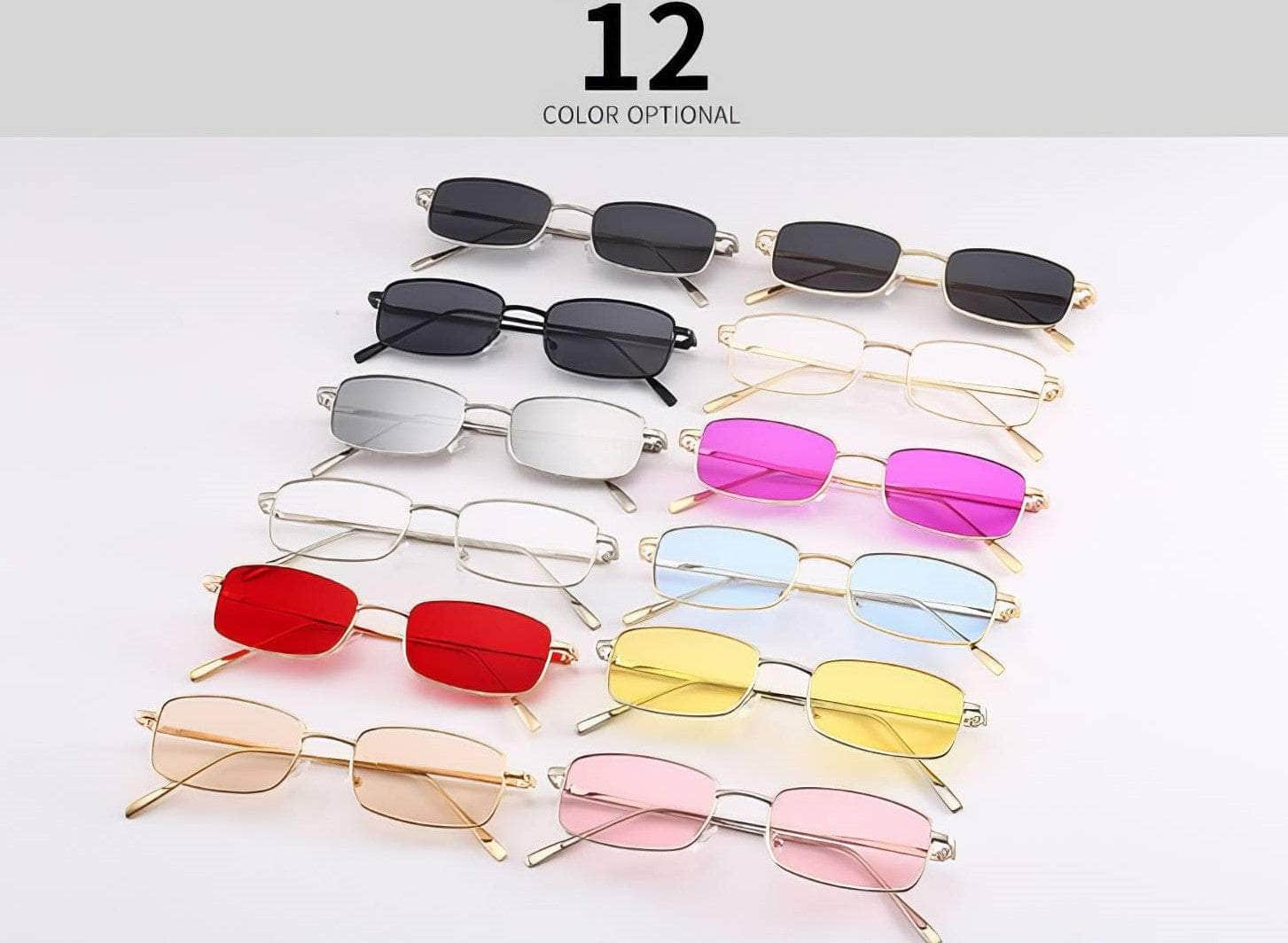 Rectangular Square Retro Gold Frame HipHop Glasses