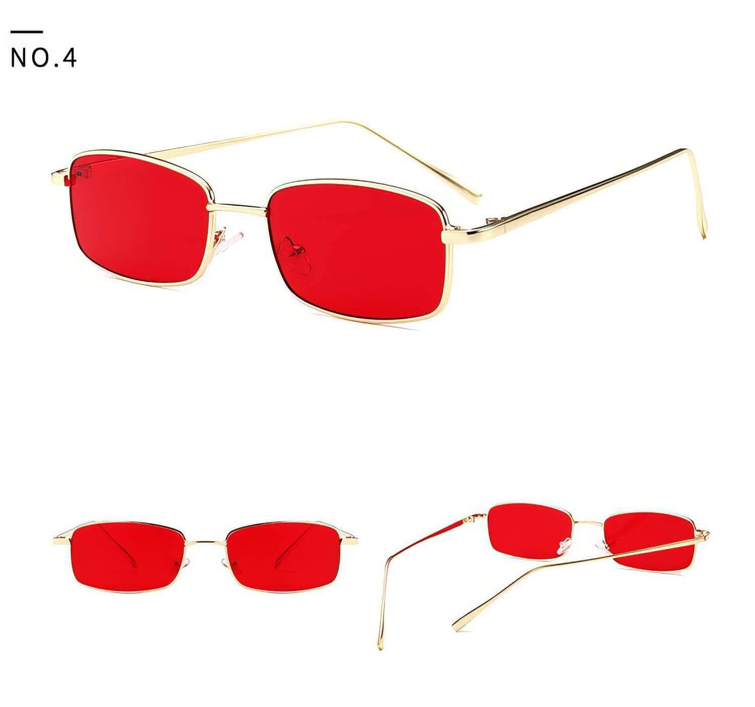 Rectangular Square Retro Gold Frame HipHop Glasses