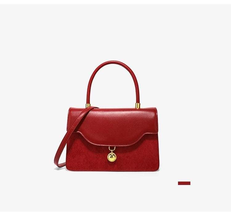 Red Retro Crossbody Leather Handbag