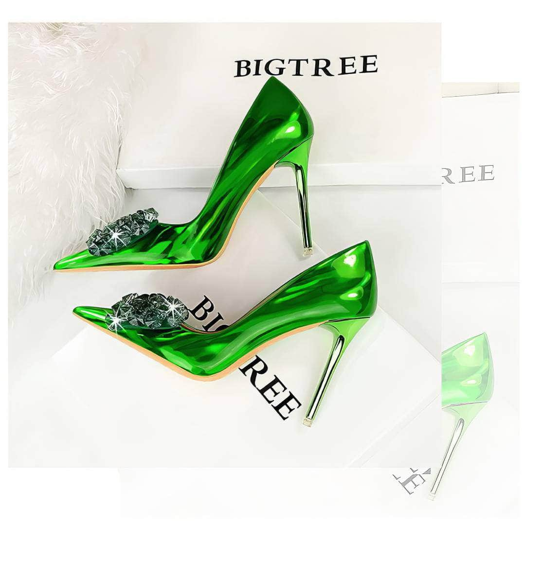 Resin Rhinestone Bow Stiletto Heels