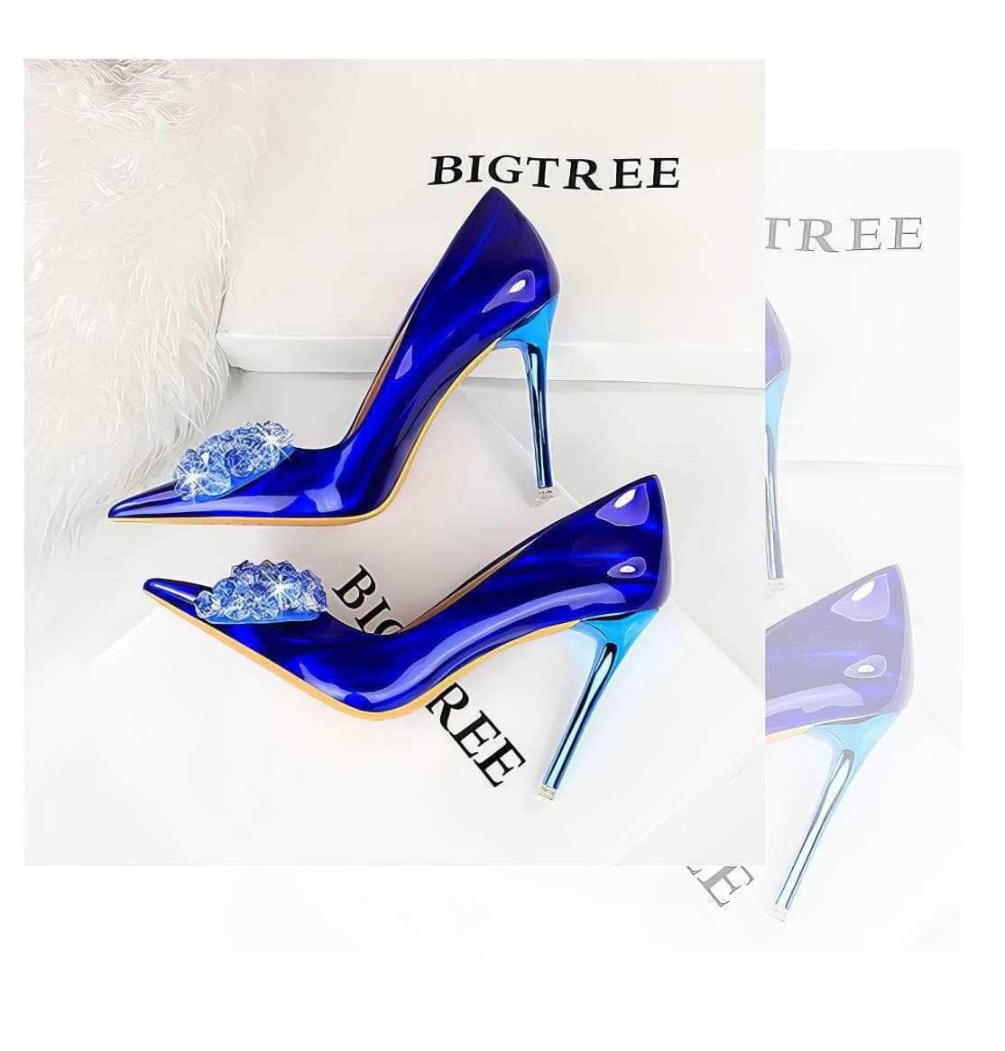 Resin Rhinestone Bow Stiletto Heels