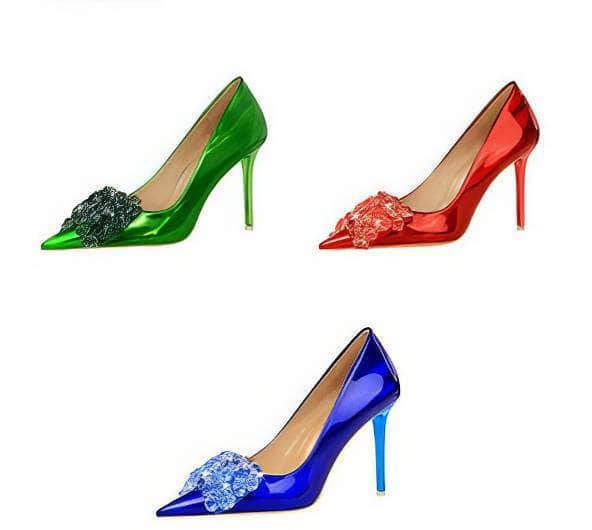 Resin Rhinestone Bow Stiletto Heels