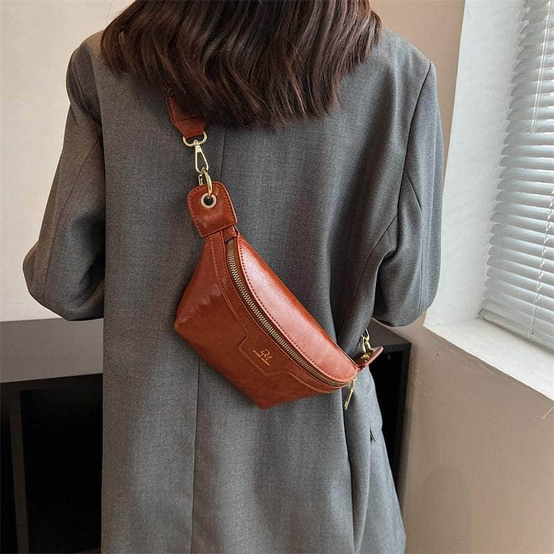 Retro Hip Bum Crossbody Leather Bag