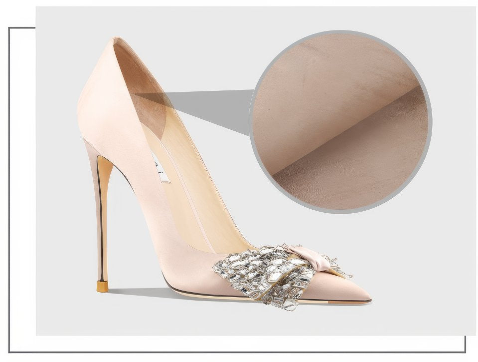 Rhinestone Bowknot Embellished Satin Pumps