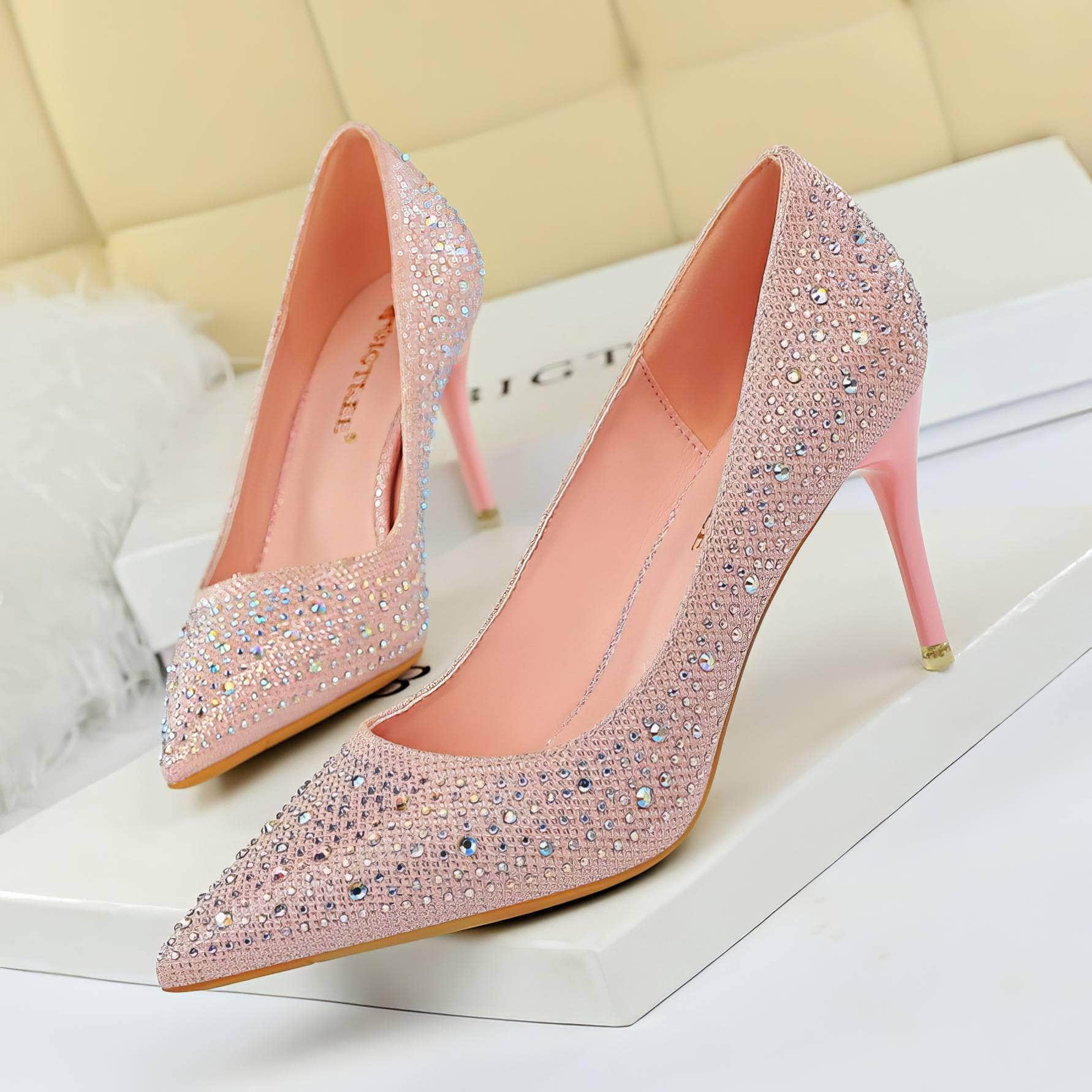 Rhinestone Crystal Stiletto Court Heels