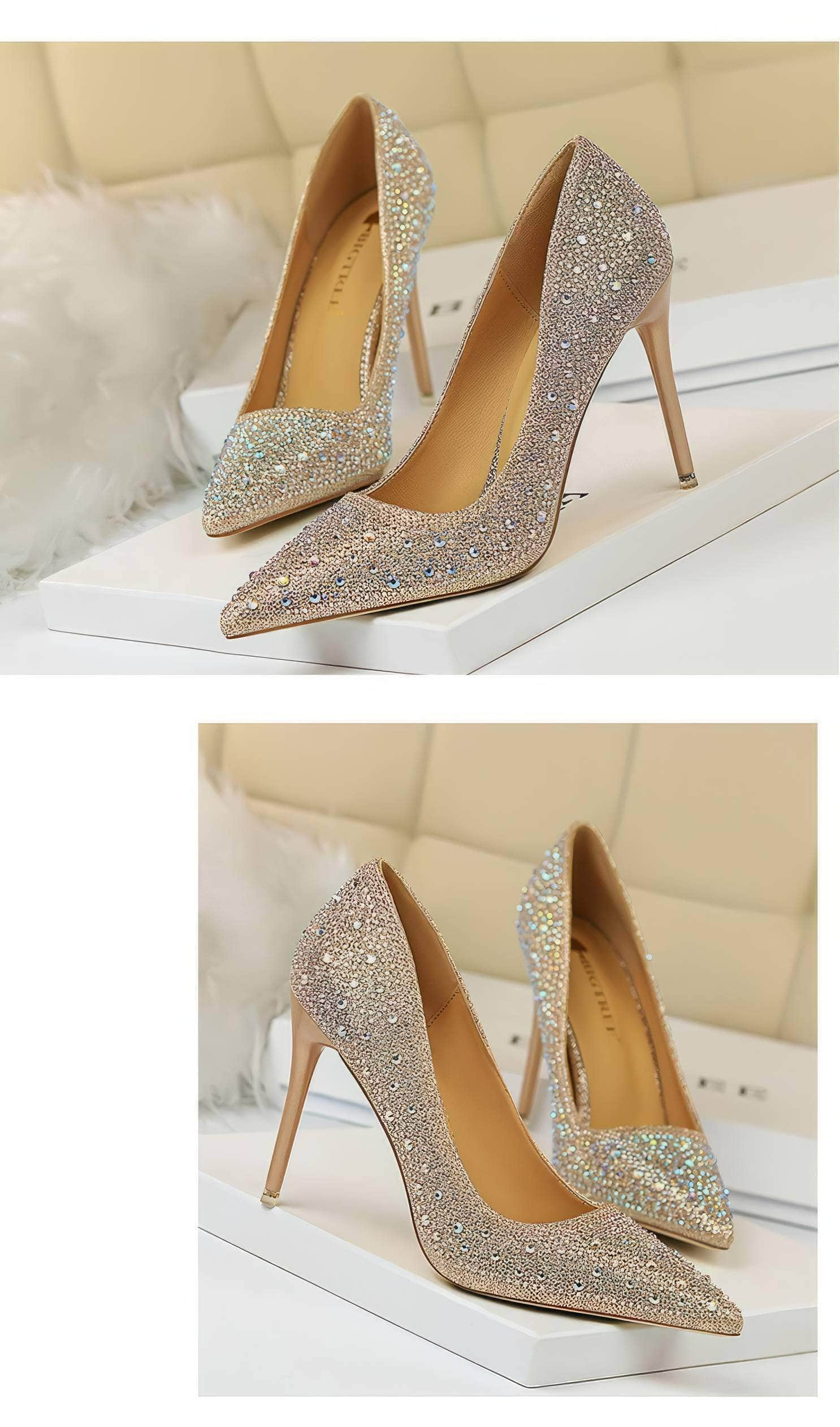 Rhinestone Crystal Stiletto Court Heels