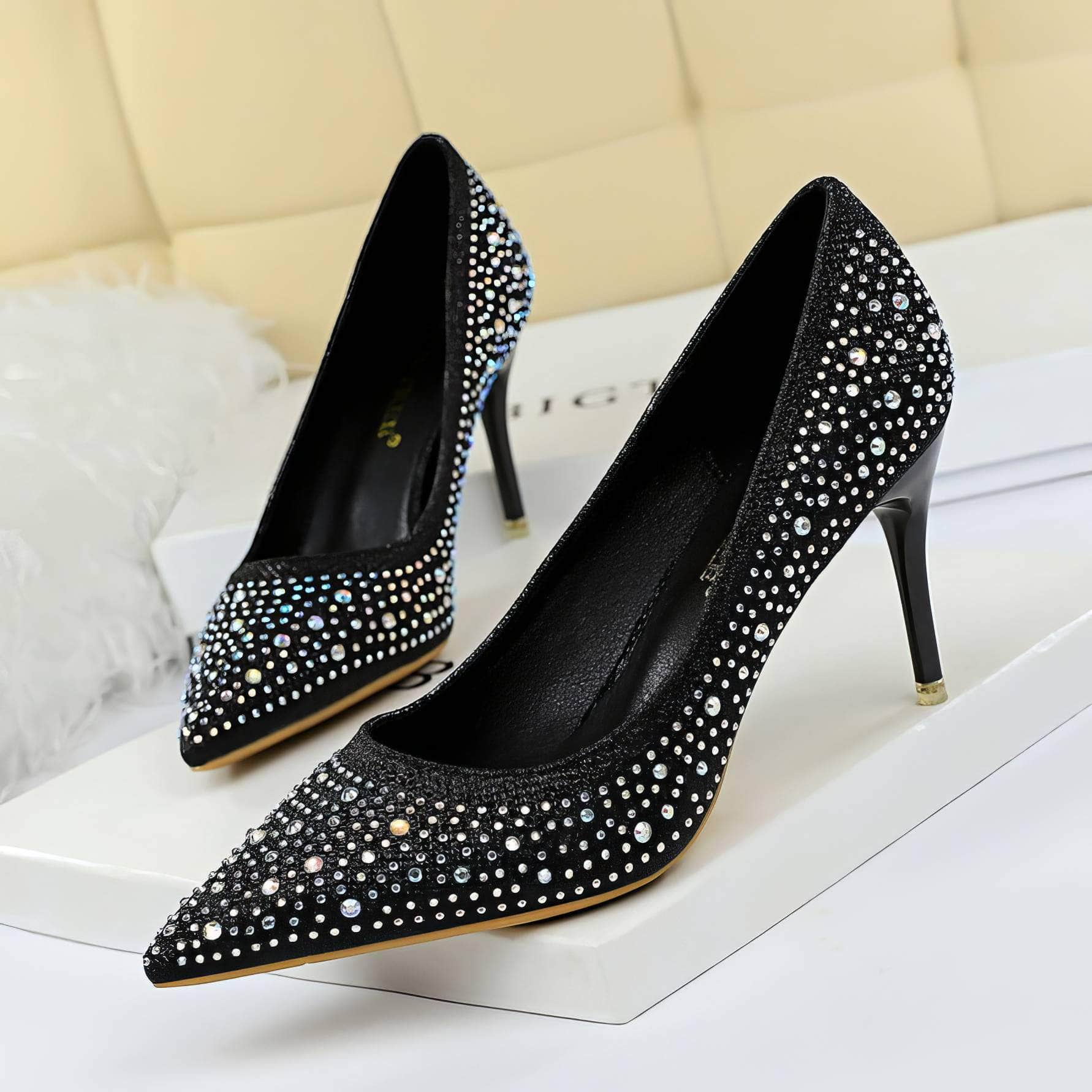 Rhinestone Crystal Stiletto Court Heels