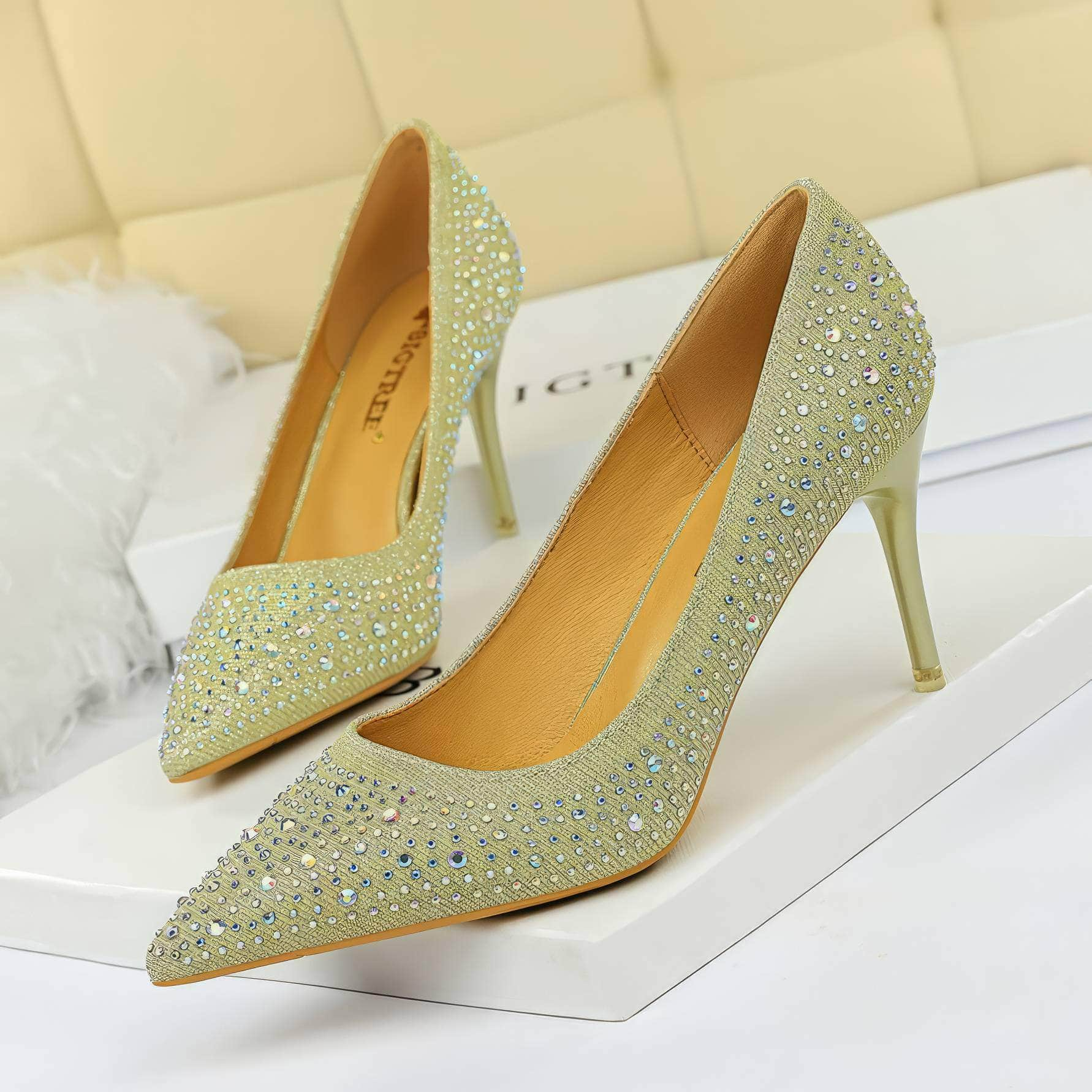 Rhinestone Crystal Stiletto Court Heels