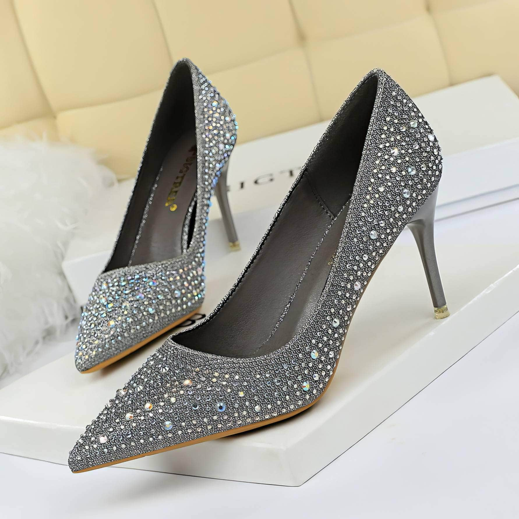 Rhinestone Crystal Stiletto Court Heels