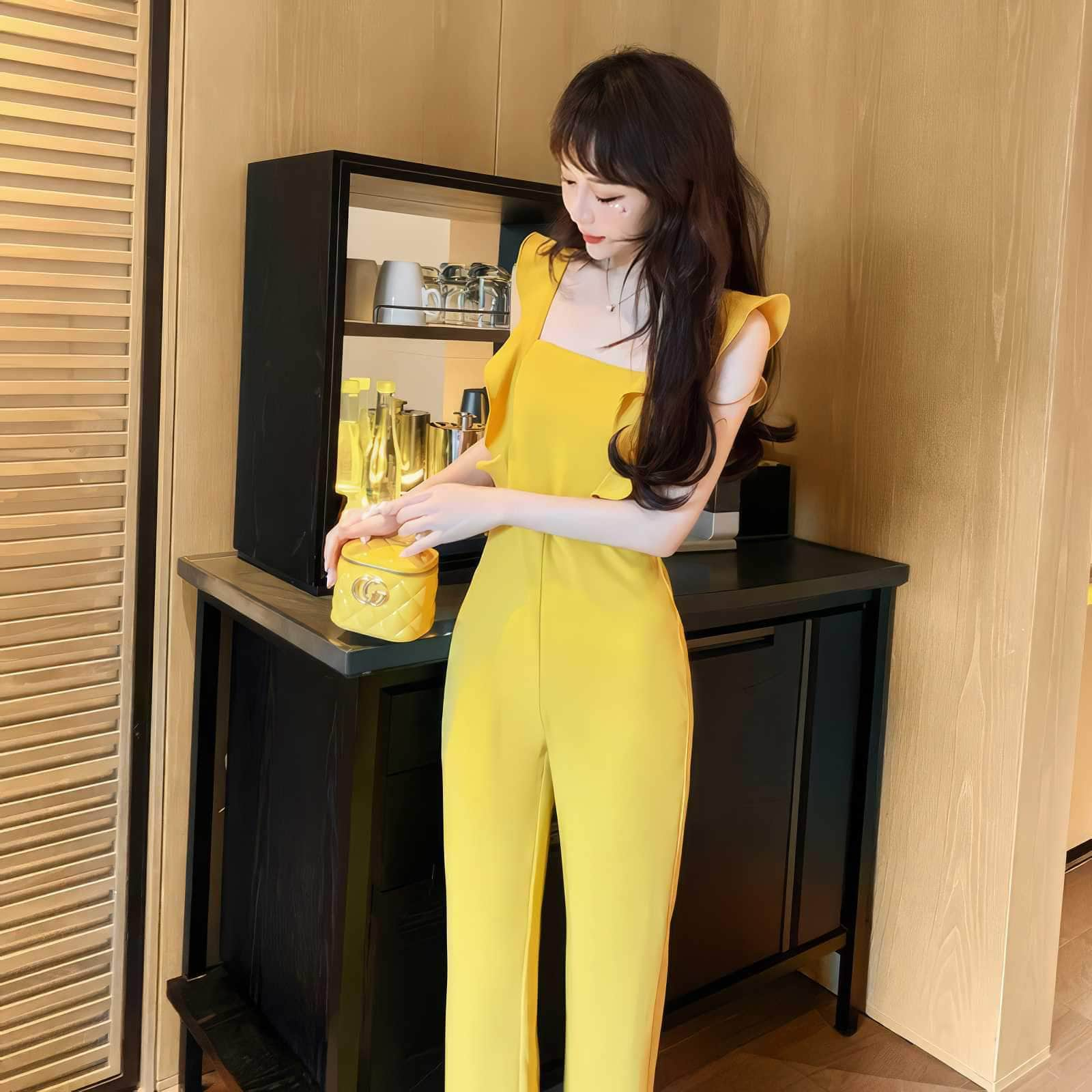 Ruffled Sleeves Wide Leg Jumpsuit