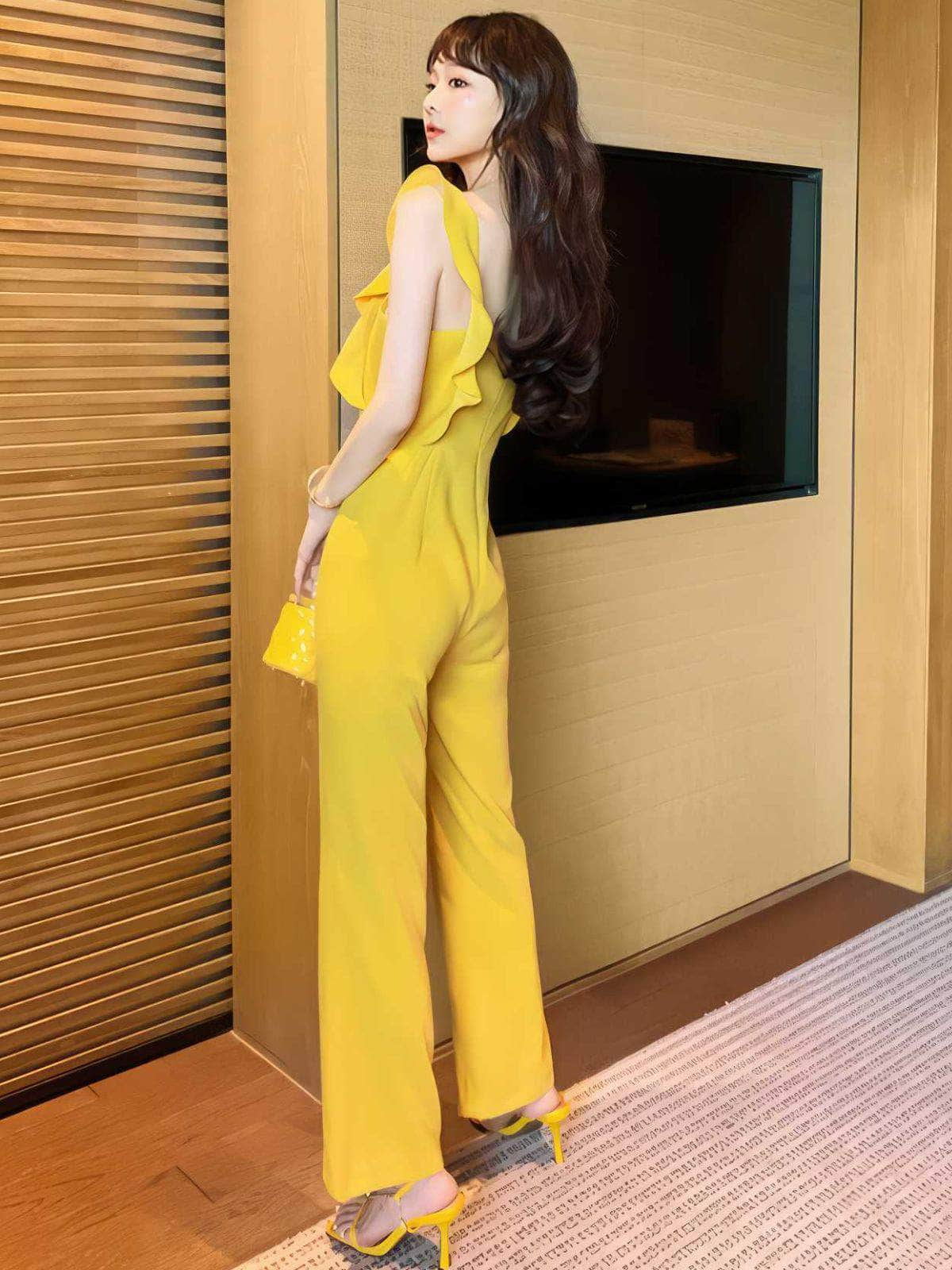 Ruffled Sleeves Wide Leg Jumpsuit