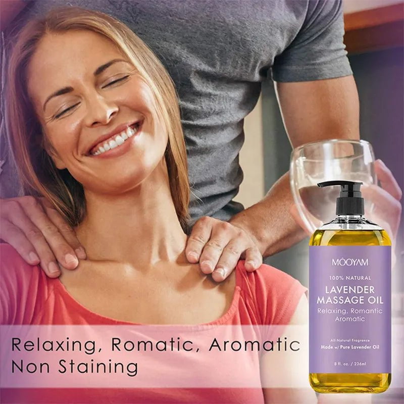 100% Pure Organic Lavender Body Massage Oil: Relaxing, Anti-Cellulite, Sore Muscle Relief with Frankincense