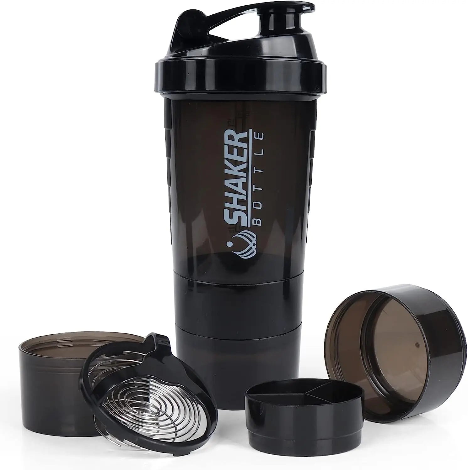 500ML Portable Protein Powder Shaker Water Bottle for Outdoor Sports, Milkshakes, Gym Fitness black / 500-600ML