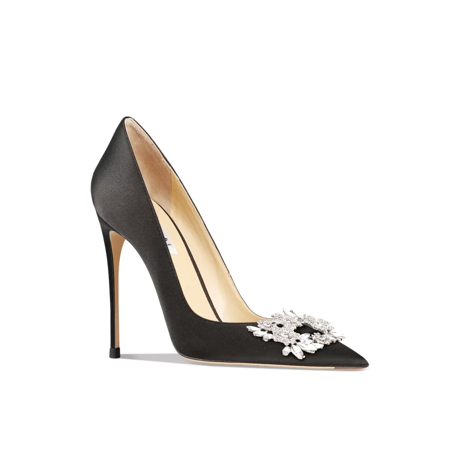 Satin Floral Rhinestone Strass Buckle Stiletto Pumps