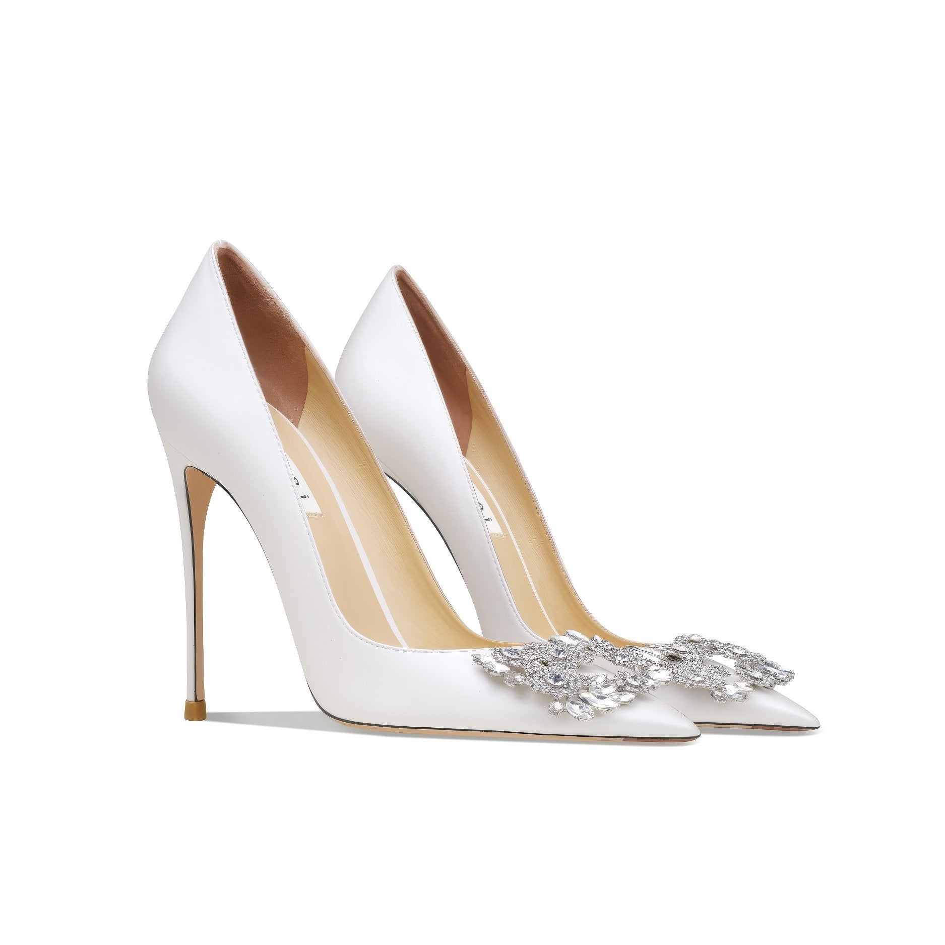 Satin Floral Rhinestone Strass Buckle Stiletto Pumps