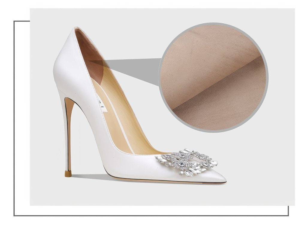 Satin Floral Rhinestone Strass Buckle Stiletto Pumps