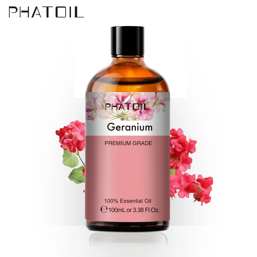 100ml Pure Natural Essential Oils Diffuser: Skin Care with Rose, Orange, Lemon, Lavender, Rose Geranium, Chamomile, Avocado Aroma Oil Geranium / 100ml / United States