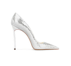 Sequin Decor Pointy Toe Pump Heels