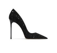 Sequinned Glitter Pointy Toe Pump Heels