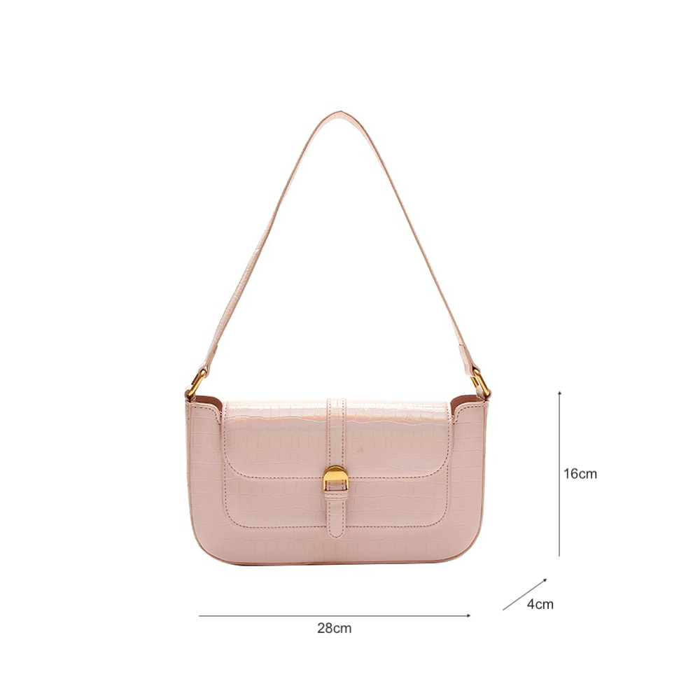 Shimmering Grained Shoulder Handbag