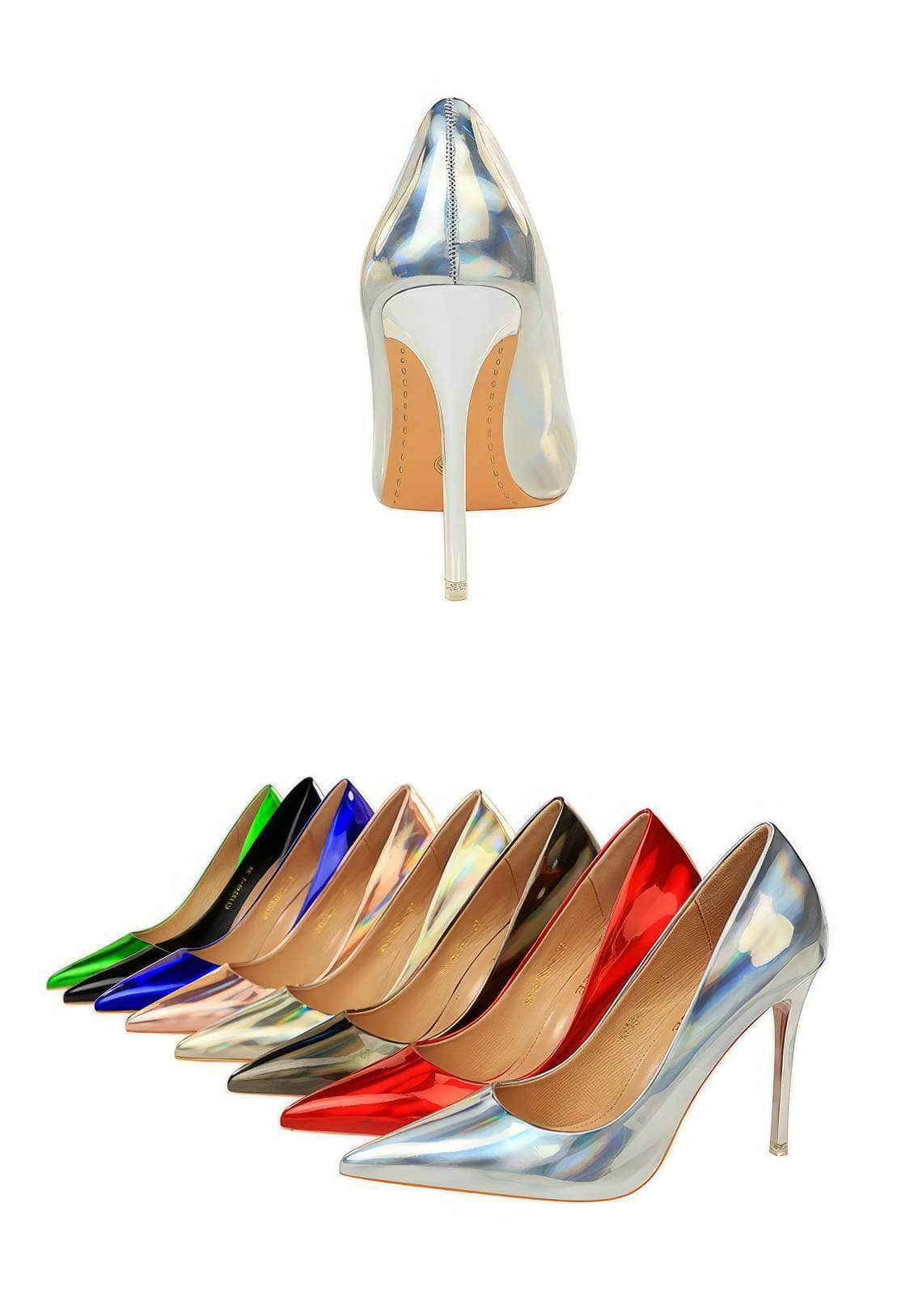 Shimmery Holographic Stiletto Pump Heels