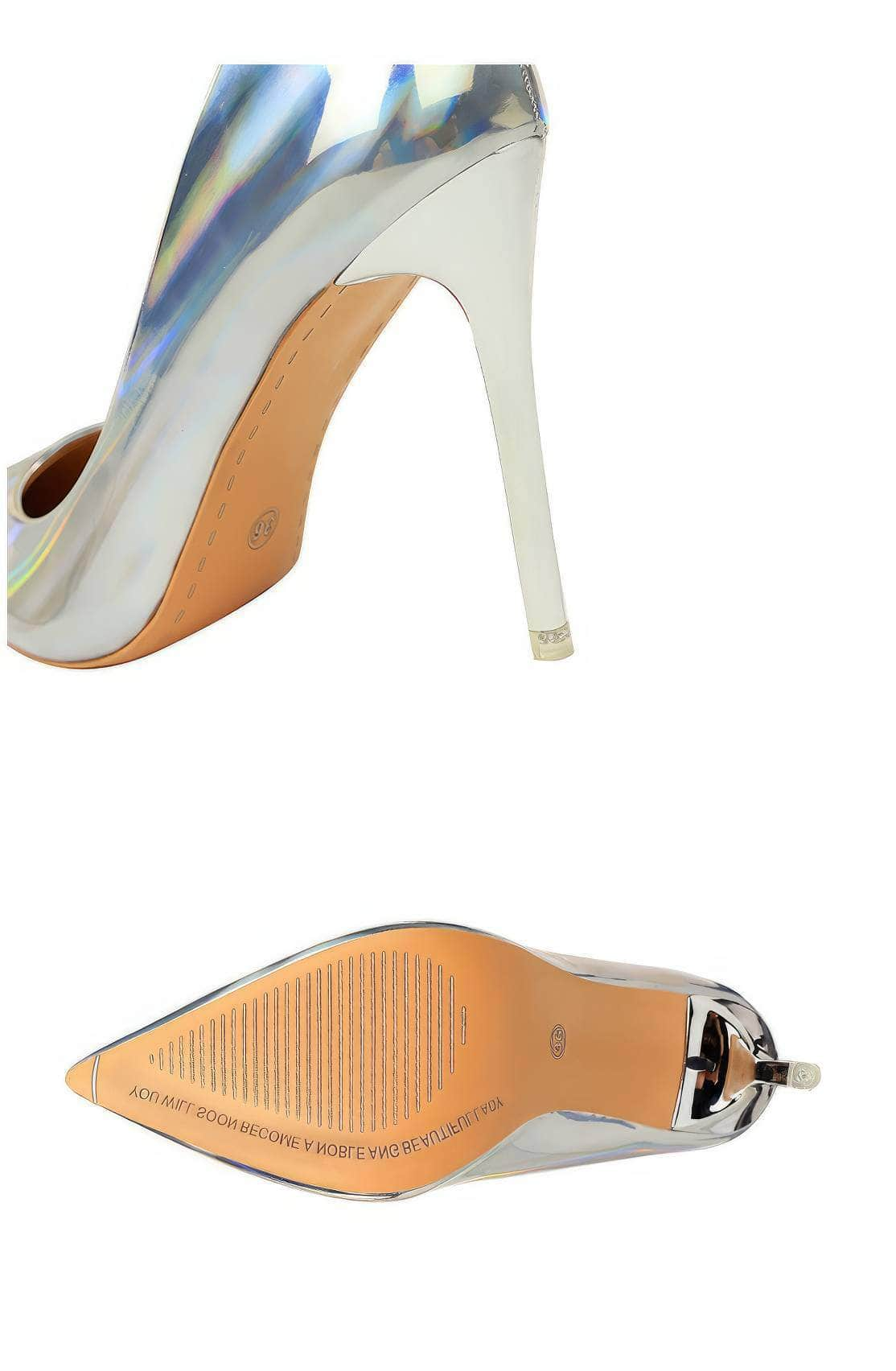 Shimmery Holographic Stiletto Pump Heels