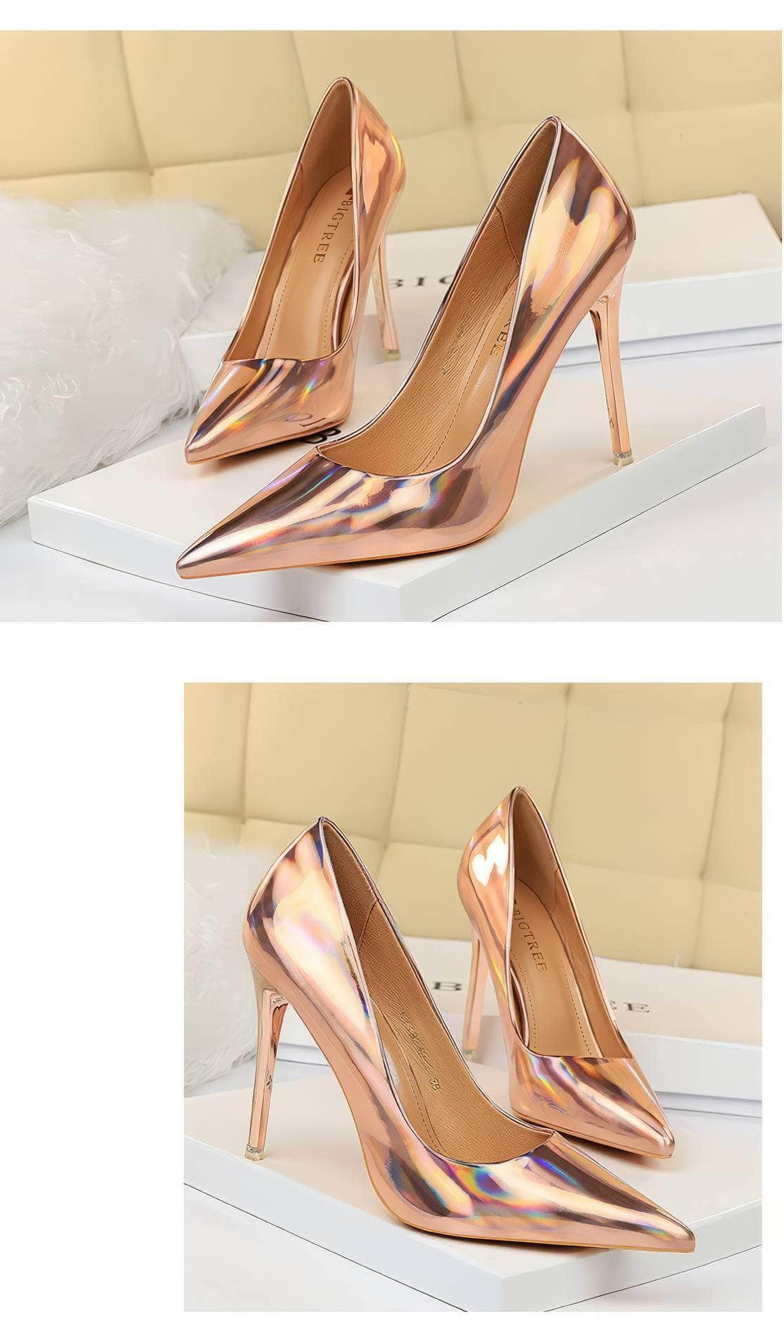 Shimmery Holographic Stiletto Pump Heels