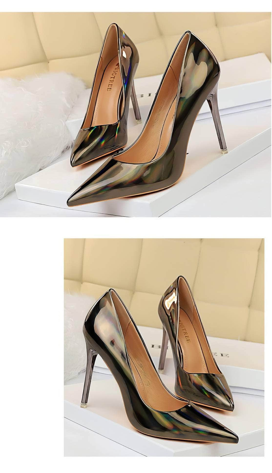 Shimmery Holographic Stiletto Pump Heels