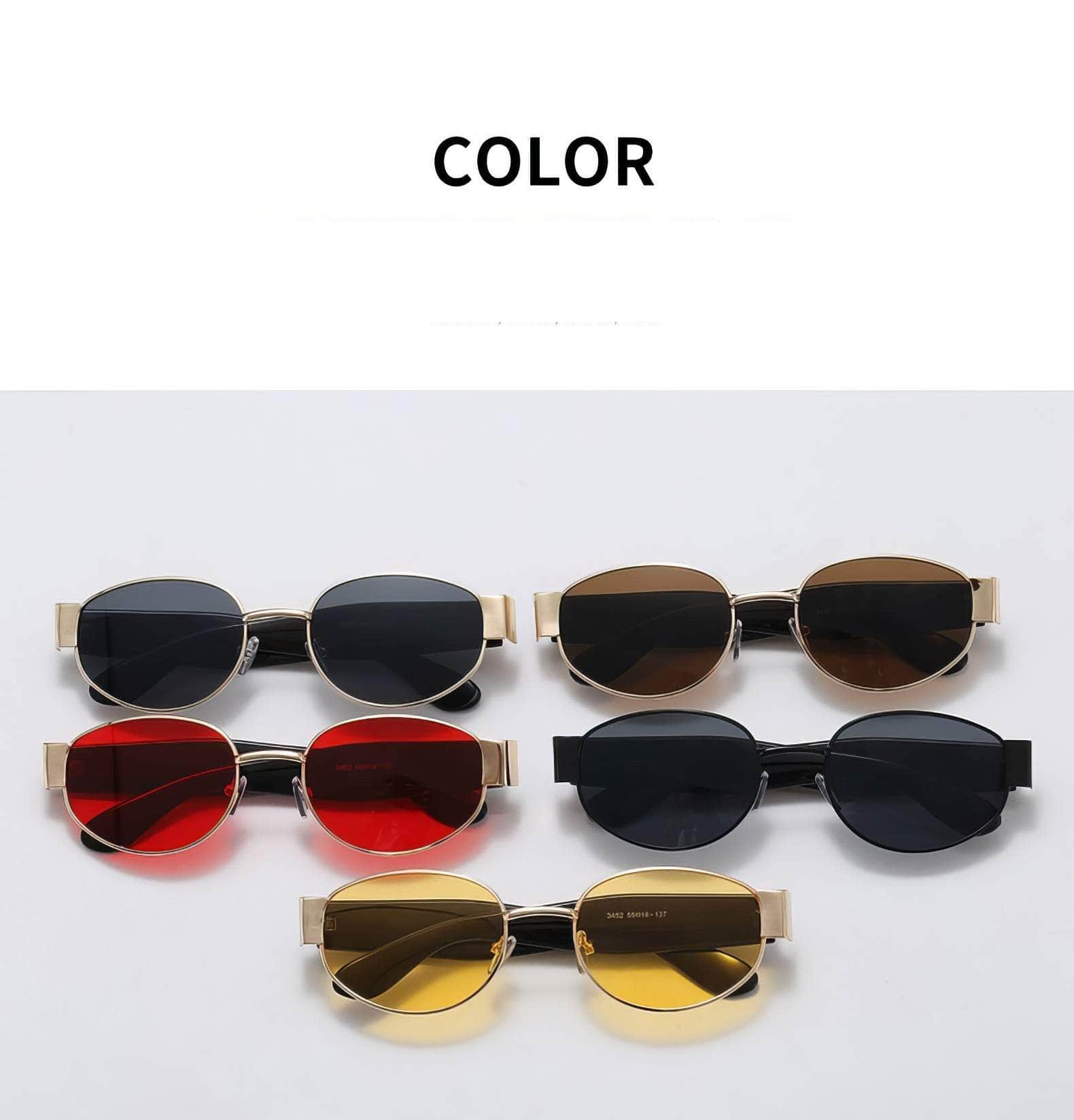 Sleek and Stylish Metal Oval Sunglasses