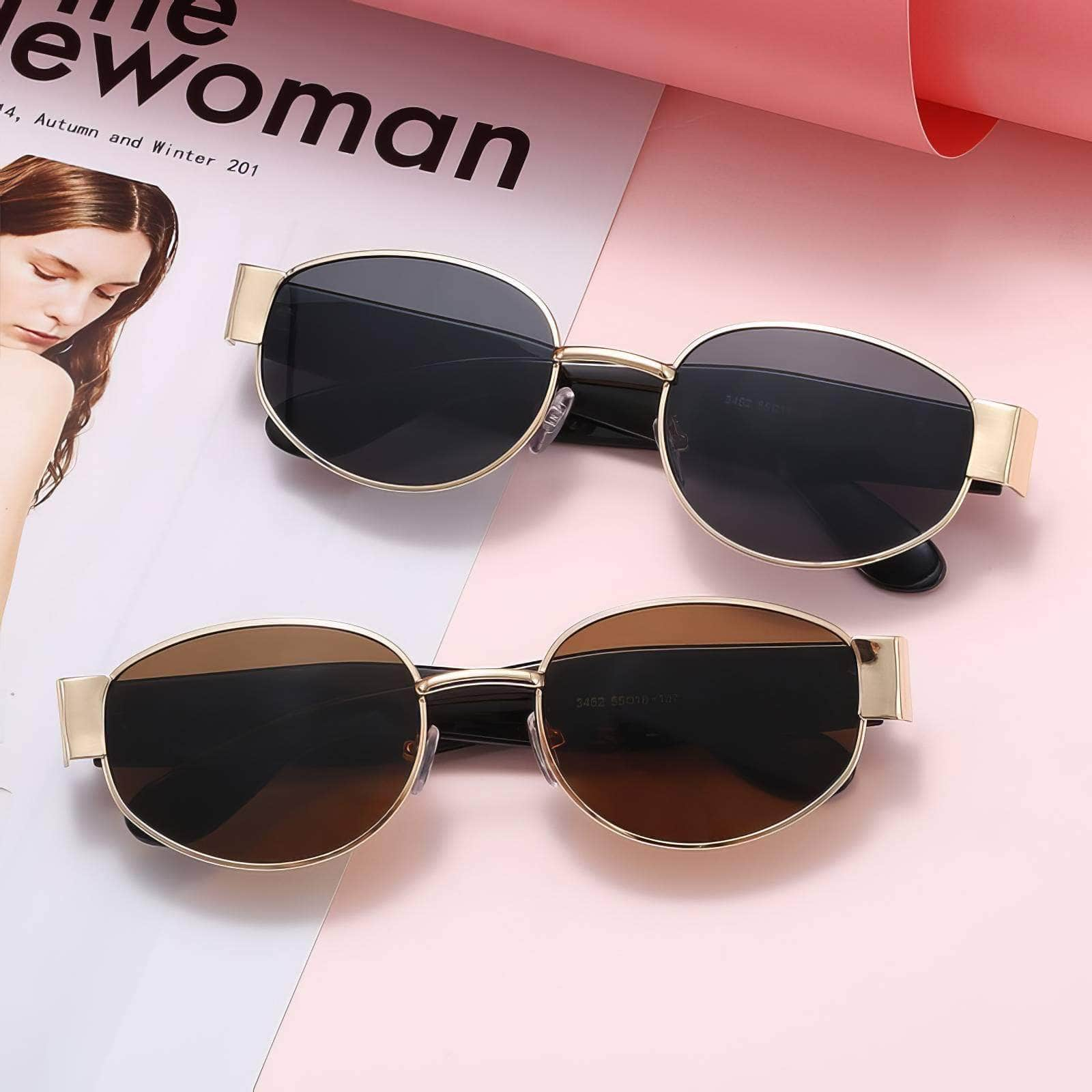 Sleek and Stylish Metal Oval Sunglasses