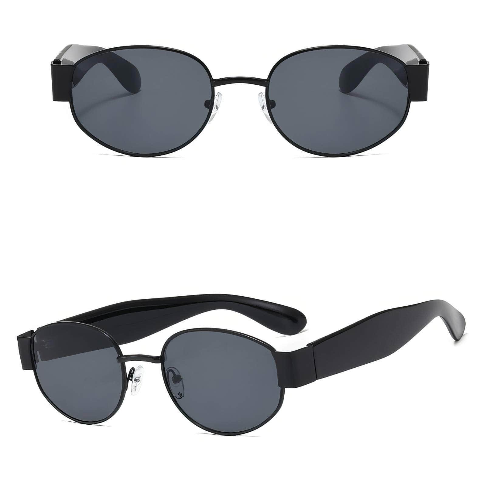 Sleek and Stylish Metal Oval Sunglasses