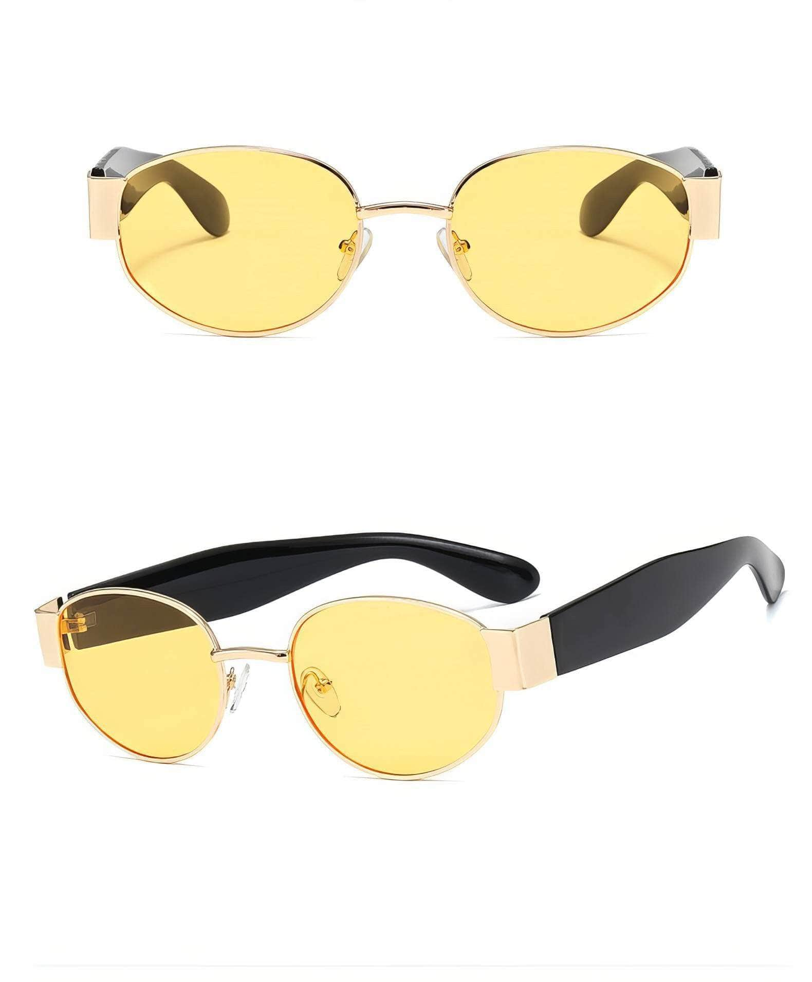 Sleek and Stylish Metal Oval Sunglasses